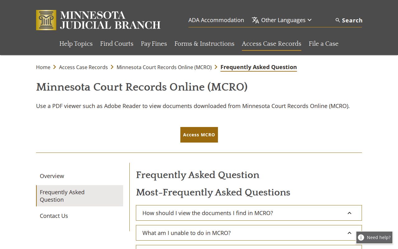 Wright County case search access information on Minnesota Court Records Online