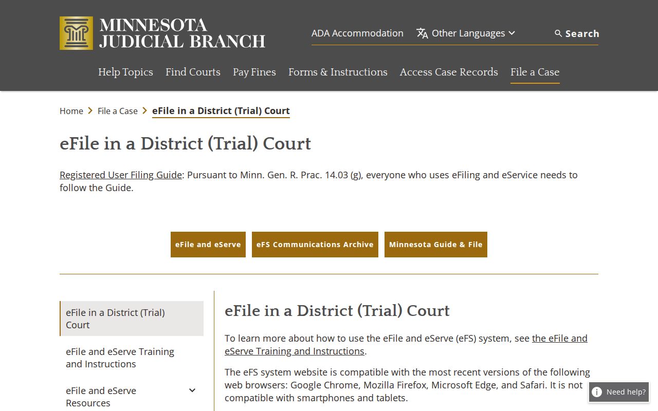 Wright County case search context for Minnesota eFile and eServe