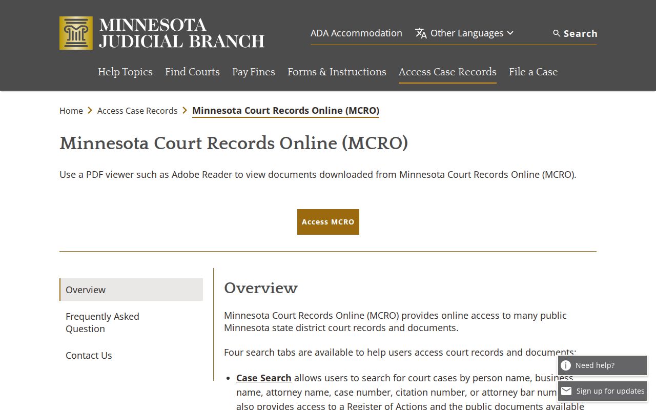 Wright County civil docket Minnesota Court Records Online overview