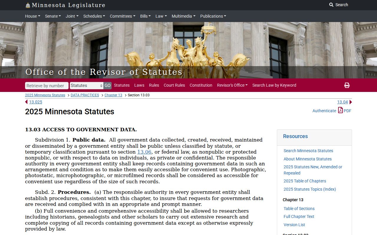 Wright County civil docket Minnesota government data access statute