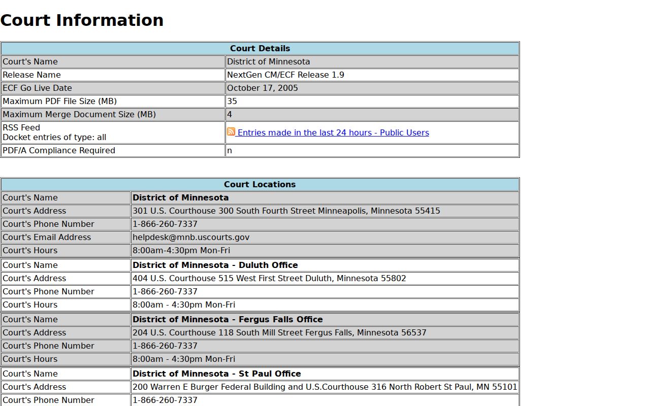 Wright County court calendar comparison with federal bankruptcy CM ECF