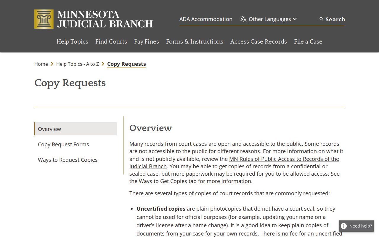 Wright County court records copy request options for plain certified and exemplified copies